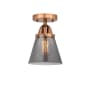 Innovations Lighting Cone 7" Wide Semi-Flush Ceiling Fixture Antique Copper / Plated Smoke