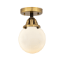 Innovations Lighting Beacon 6" Wide Semi-Flush Globe Ceiling Fixture Black Antique Brass / Matte White