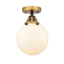 Innovations Lighting Beacon 8" Wide Semi-Flush Globe Ceiling Fixture Black Antique Brass / Matte White