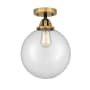 Innovations Lighting Beacon 10" Wide Semi-Flush Globe Ceiling Fixture Black Antique Brass / Clear