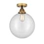 Innovations Lighting Beacon 12" Wide Semi-Flush Globe Ceiling Fixture Black Antique Brass / Clear