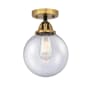 Innovations Lighting Beacon 8" Wide Semi-Flush Globe Ceiling Fixture Black Antique Brass / Seedy