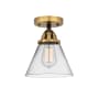 Innovations Lighting Cone 8" Wide Semi-Flush Ceiling Fixture with Cone Shade Black Antique Brass / Clear