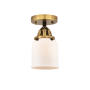 Innovations Lighting Bell 5" Wide Semi-Flush Ceiling Fixture Black Antique Brass / Matte White