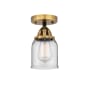 Innovations Lighting Bell 5" Wide Semi-Flush Ceiling Fixture Black Antique Brass / Clear