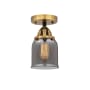 Innovations Lighting Bell 5" Wide Semi-Flush Ceiling Fixture Black Antique Brass / Plated Smoke