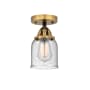 Innovations Lighting Bell 5" Wide Semi-Flush Ceiling Fixture Black Antique Brass / Seedy
