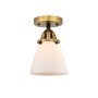 Innovations Lighting Cone 7" Wide Semi-Flush Ceiling Fixture Black Antique Brass / Matte White