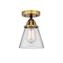 Innovations Lighting Cone 6" Wide Semi-Flush Ceiling Fixture Black Antique Brass / Clear