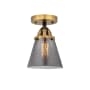 Innovations Lighting Cone 7" Wide Semi-Flush Ceiling Fixture Black Antique Brass / Plated Smoke