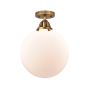 Innovations Lighting Beacon 12" Wide Semi-Flush Globe Ceiling Fixture Brushed Brass / Matte White