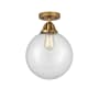 Innovations Lighting Beacon 10" Wide Semi-Flush Globe Ceiling Fixture Brushed Brass / Clear