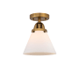 Innovations Lighting Cone 8" Wide Semi-Flush Ceiling Fixture with Cone Shade Brushed Brass / Matte White