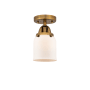 Innovations Lighting Bell 5" Wide Semi-Flush Ceiling Fixture Brushed Brass / Matte White