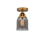 Innovations Lighting Bell 5" Wide Semi-Flush Ceiling Fixture Brushed Brass / Plated Smoke