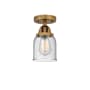 Innovations Lighting Bell 5" Wide Semi-Flush Ceiling Fixture Brushed Brass / Seedy