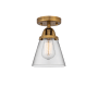 Innovations Lighting Cone 6" Wide Semi-Flush Ceiling Fixture Brushed Brass / Clear
