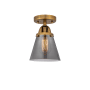 Innovations Lighting Cone 6" Wide Semi-Flush Ceiling Fixture Brushed Brass / Plated Smoke