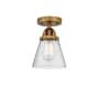 Innovations Lighting Cone 6" Wide Semi-Flush Ceiling Fixture Brushed Brass / Seedy
