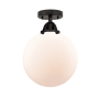 Innovations Lighting Beacon 10" Wide Semi-Flush Globe Ceiling Fixture Matte Black / Matte White