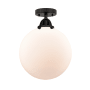Innovations Lighting Beacon 12" Wide Semi-Flush Globe Ceiling Fixture Matte Black / Matte White