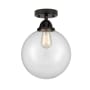 Innovations Lighting Beacon 10" Wide Semi-Flush Globe Ceiling Fixture Matte Black / Clear