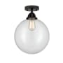 Innovations Lighting Beacon 12" Wide Semi-Flush Globe Ceiling Fixture Matte Black / Clear
