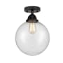 Innovations Lighting Beacon 10" Wide Semi-Flush Globe Ceiling Fixture Matte Black / Seedy