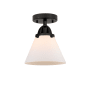 Innovations Lighting Cone 8" Wide Semi-Flush Ceiling Fixture with Cone Shade Matte Black / Matte White