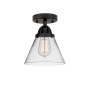 Innovations Lighting Cone 8" Wide Semi-Flush Ceiling Fixture with Cone Shade Matte Black / Clear