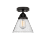 Innovations Lighting Cone 8" Wide Semi-Flush Ceiling Fixture with Cone Shade Matte Black / Seedy
