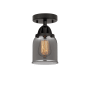 Innovations Lighting Bell 5" Wide Semi-Flush Ceiling Fixture Matte Black / Plated Smoke