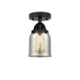 Innovations Lighting Bell 5" Wide Semi-Flush Ceiling Fixture Matte Black / Silver Plated Mercury
