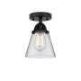 Innovations Lighting Cone 6" Wide Semi-Flush Ceiling Fixture Matte Black / Clear