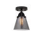 Innovations Lighting Cone 6" Wide Semi-Flush Ceiling Fixture Matte Black / Plated Smoke