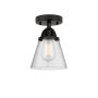 Innovations Lighting Cone 6" Wide Semi-Flush Ceiling Fixture Matte Black / Seedy