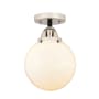 Innovations Lighting Beacon 8" Wide Semi-Flush Globe Ceiling Fixture Black Polished Nickel / Matte White