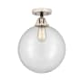 Innovations Lighting Beacon 12" Wide Semi-Flush Globe Ceiling Fixture Black Polished Nickel / Clear