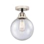 Innovations Lighting Beacon 8" Wide Semi-Flush Globe Ceiling Fixture Black Polished Nickel / Seedy