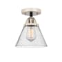 Innovations Lighting Cone 8" Wide Semi-Flush Ceiling Fixture with Cone Shade Black Polished Nickel / Seedy