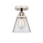 Innovations Lighting Cone 6" Wide Semi-Flush Ceiling Fixture Black Polished Nickel / Clear