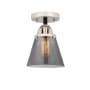 Innovations Lighting Cone 7" Wide Semi-Flush Ceiling Fixture Black Polished Nickel / Plated Smoke