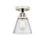 Innovations Lighting Cone 7" Wide Semi-Flush Ceiling Fixture Black Polished Nickel / Seedy