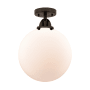 Innovations Lighting Beacon 12" Wide Semi-Flush Globe Ceiling Fixture Oil Rubbed Bronze / Matte White