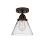 Innovations Lighting Cone 8" Wide Semi-Flush Ceiling Fixture with Cone Shade Oil Rubbed Bronze / Clear