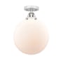 Innovations Lighting Beacon 12" Wide Semi-Flush Globe Ceiling Fixture Polished Chrome / Matte White