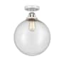 Innovations Lighting Beacon 12" Wide Semi-Flush Globe Ceiling Fixture Polished Chrome / Seedy