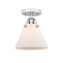 Innovations Lighting Cone 8" Wide Semi-Flush Ceiling Fixture with Cone Shade Polished Chrome / Matte White