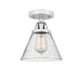 Innovations Lighting Cone 8" Wide Semi-Flush Ceiling Fixture with Cone Shade Polished Chrome / Seedy