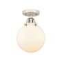 Innovations Lighting Beacon 8" Wide Semi-Flush Globe Ceiling Fixture Polished Nickel / Matte White